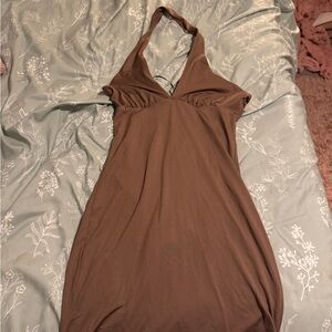 Divided Chocolate Brown Halter Top